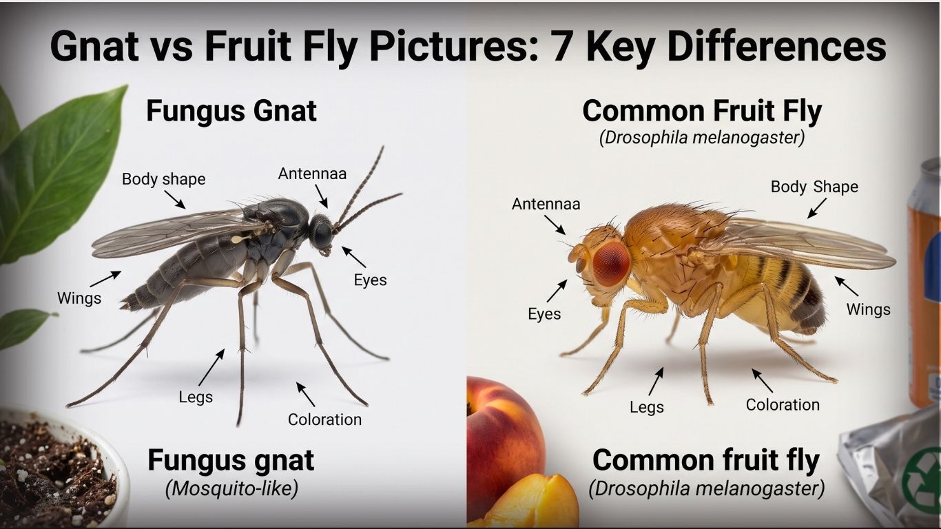 Gnat vs Fruit Fly Pictures: 7 Key Differences to Know 2 Gnat vs Fruit Fly Pictures 7 Key Differences to Know